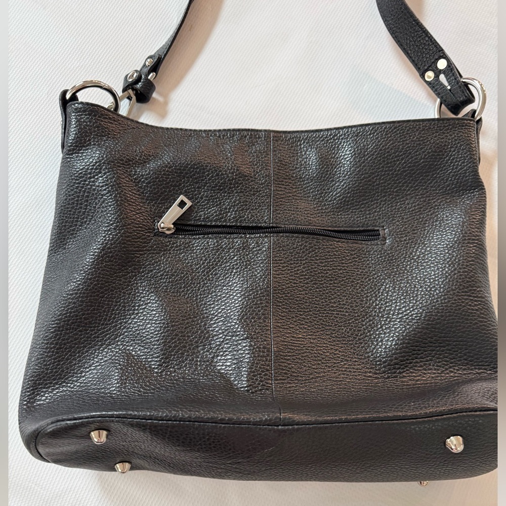 Borse in Pelle Soft Pebble Leather Black Crossbody Bag - Picture 3 of 14